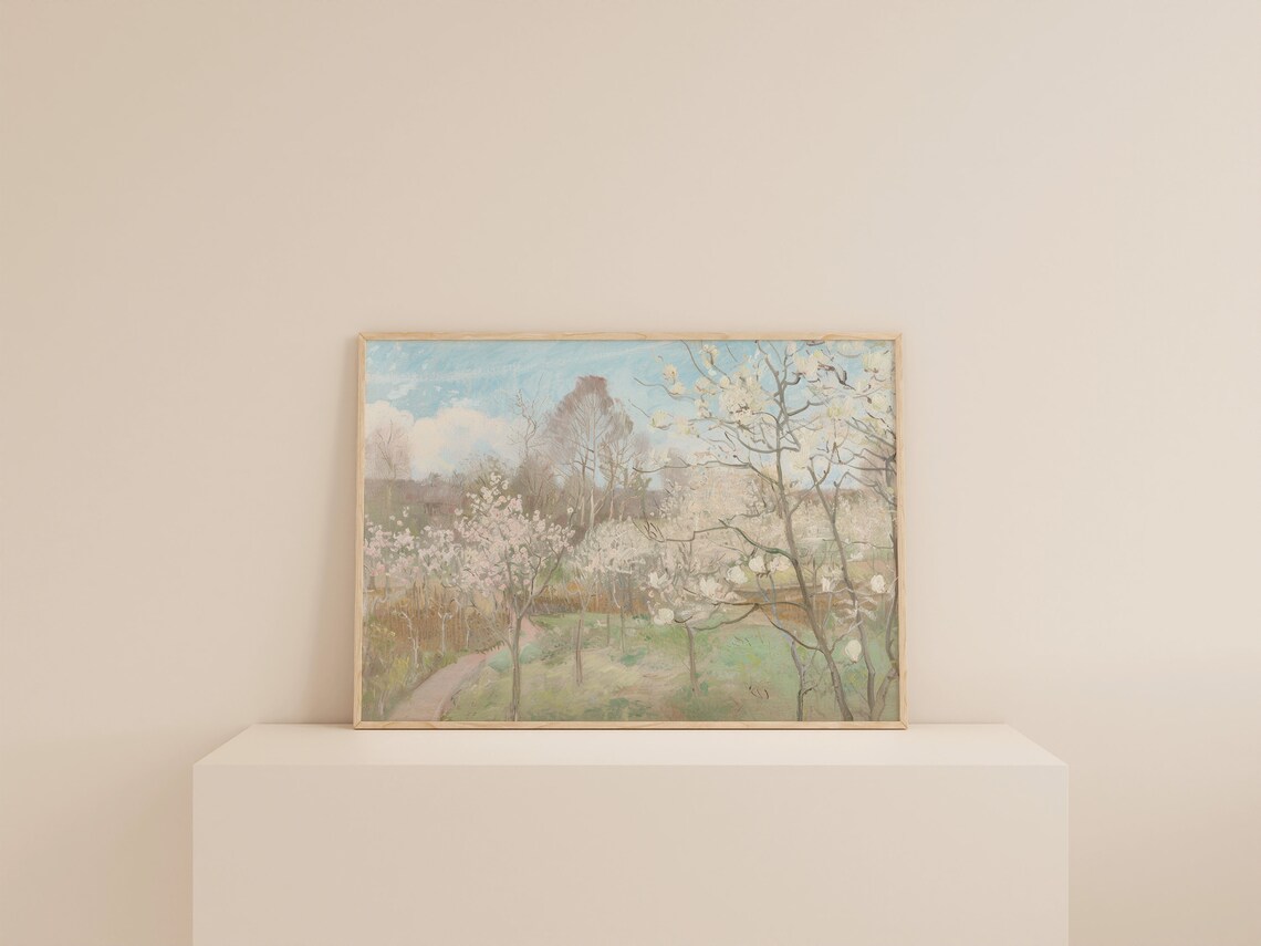 Vintage Autumn Landscape Floral Oil Painting Poster - Image 2