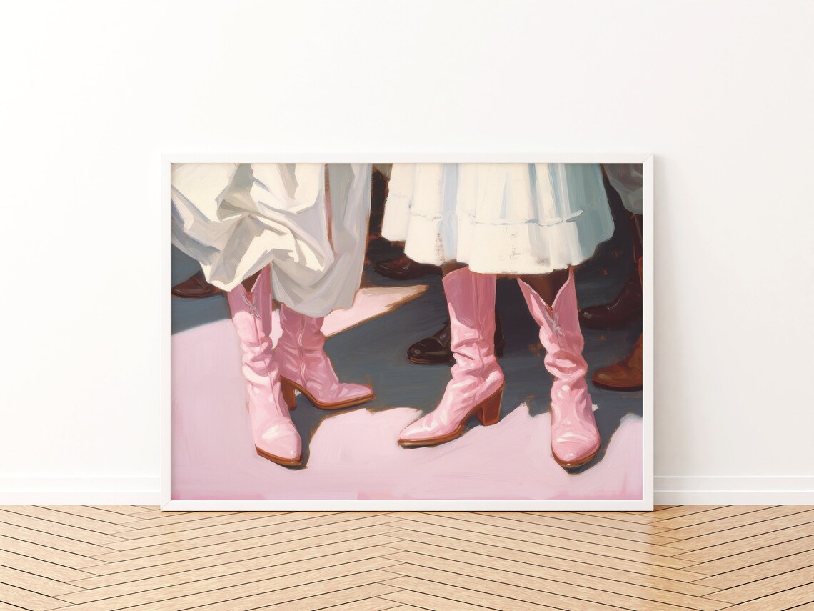 Pink Cowgirl Boot Art Print, Cute Western Decor - Image 3