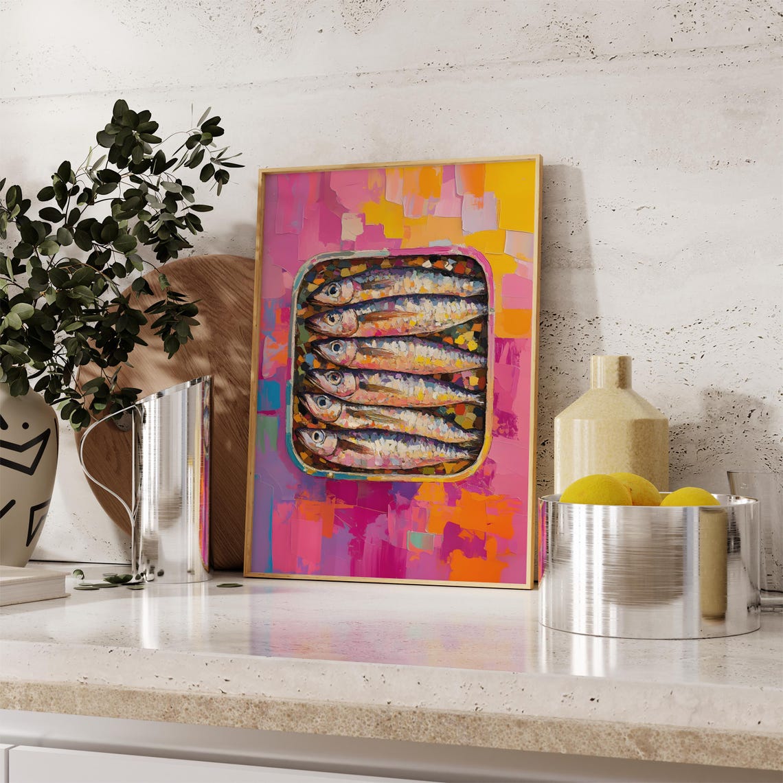 Sardine Tin Still Life On A Bold Pink Abstract Background Poster - Image 5