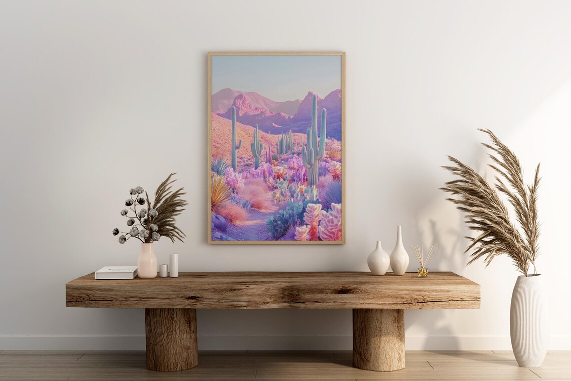 Retro Desert Landscape Cactus Art Print, Vintage Poster - Image 2