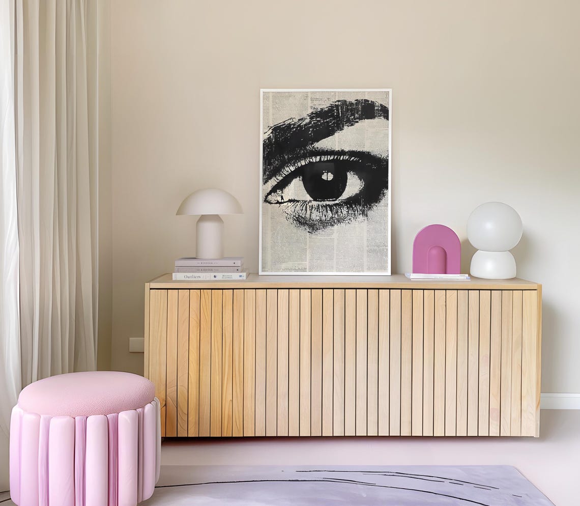 Dramatic Black And White Eye Newspaper Collage Beauty Wall Art - Image 4
