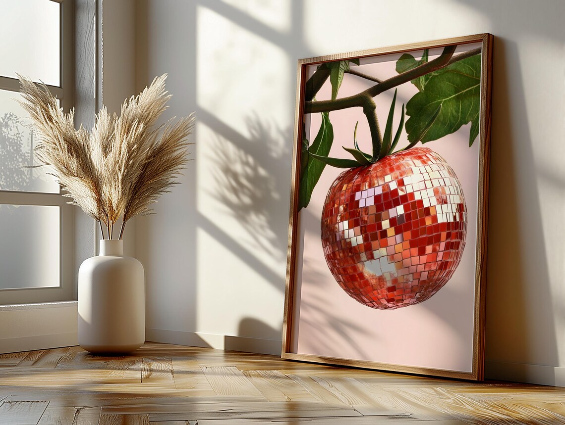Retro Tomato Disco Ball Kitchen Poster Print - Image 2