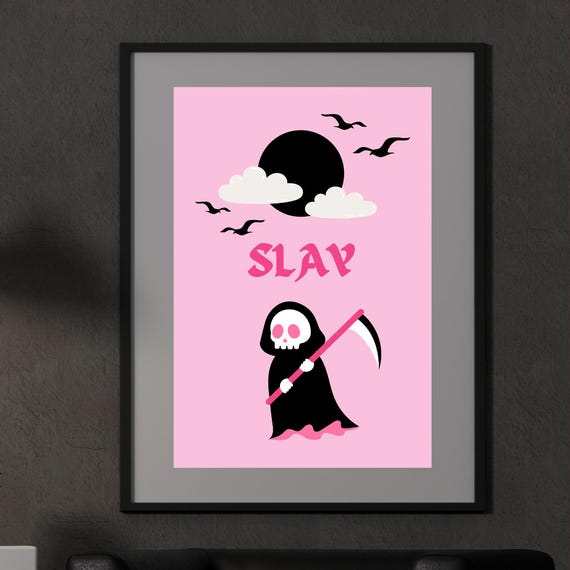 Slay Grim Reaper Poster Funky Goth Art Print