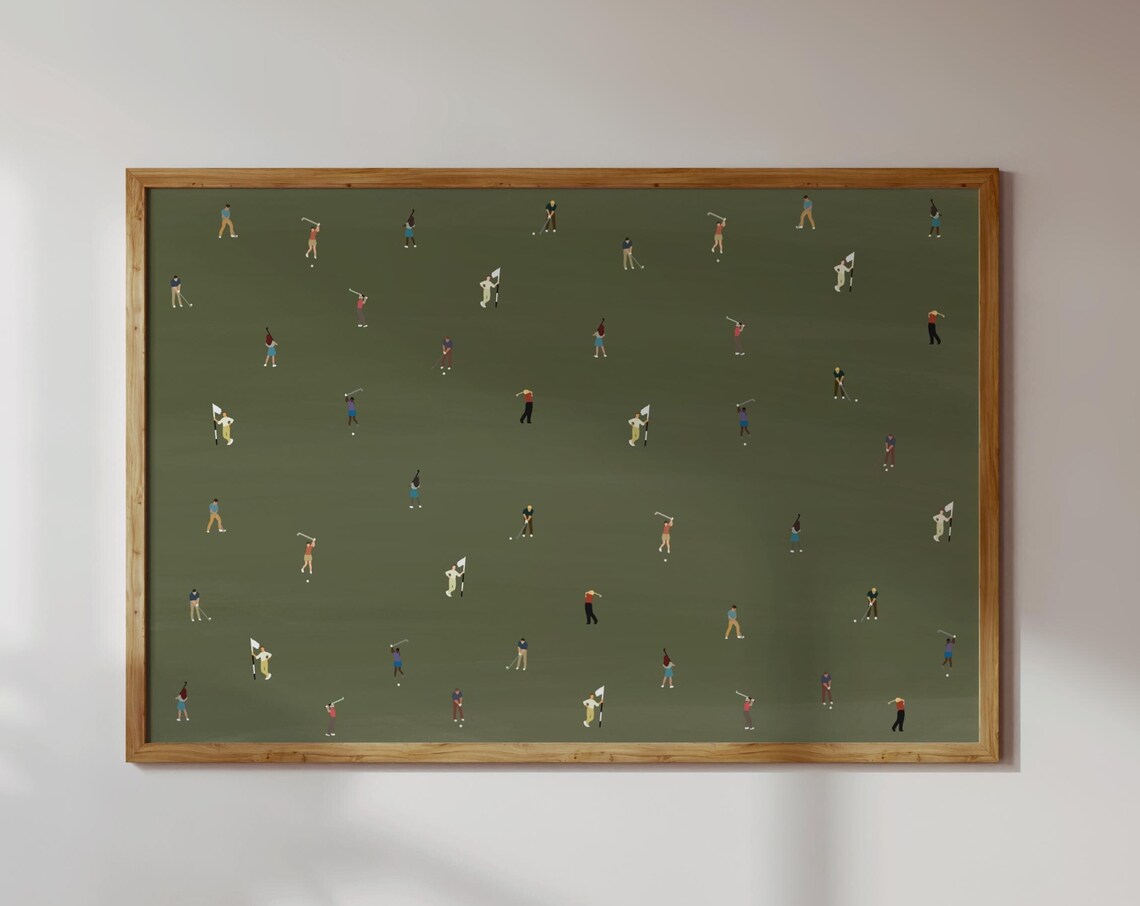 Tiny Golfers Retro Minimalist People Art Print