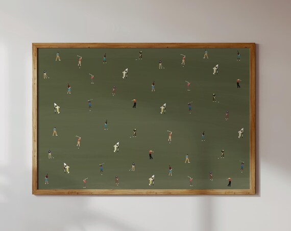 Tiny Golfers Retro Minimalist People Art Print
