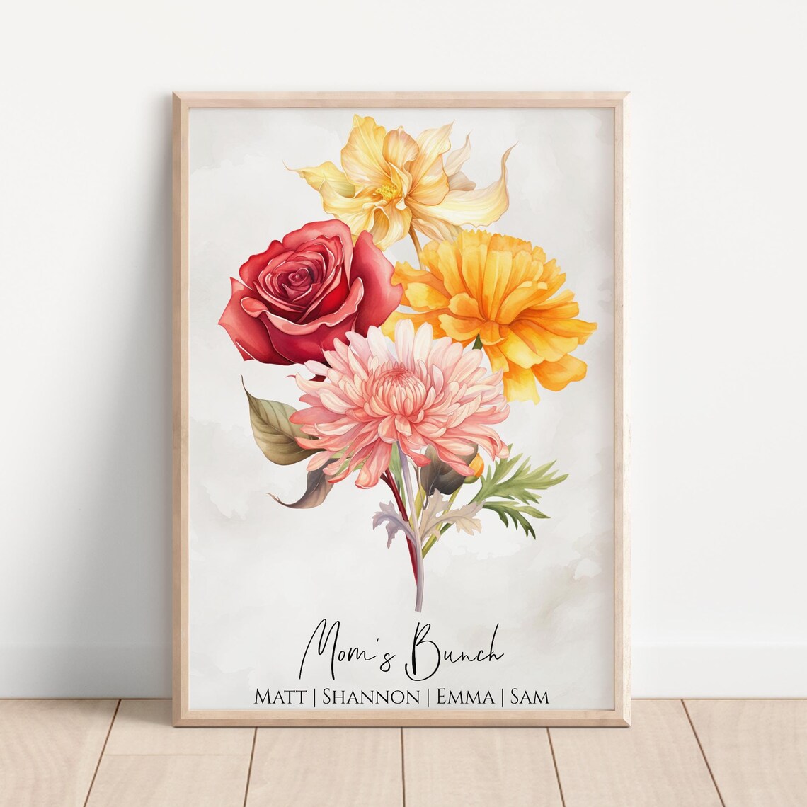 Birth Flower Bouquet Personalized Garden Art Print