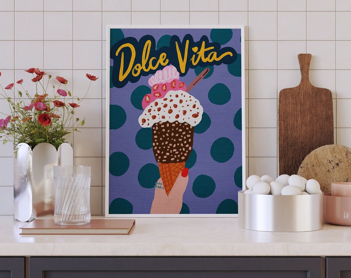 Gelato Illustration Print Dolce Vita Kitchen Wall Art
