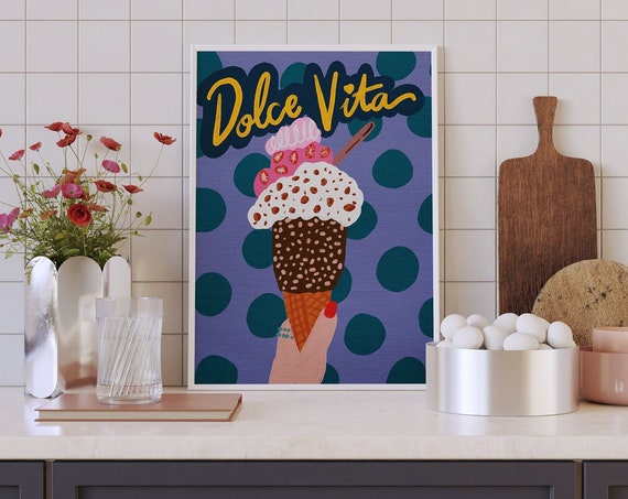 Gelato Illustration Print Dolce Vita Kitchen Wall Art