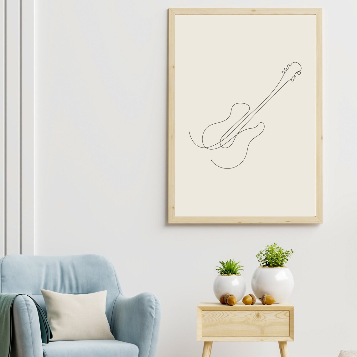 Continuous Line Guitar Art Print Minimalist Music Drawing for Musicians - Image 4