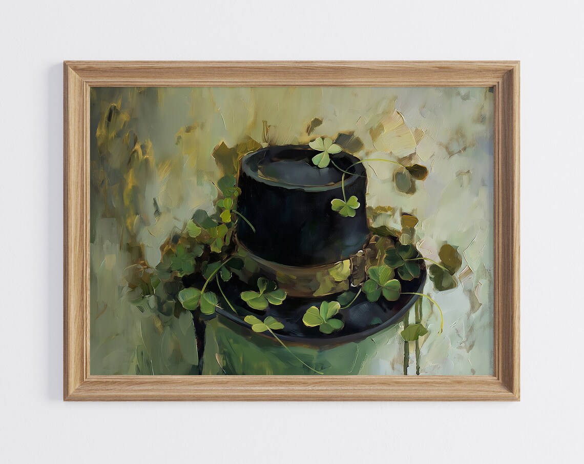 Leprechaun Top Hat with Shamrocks Saint Patrick's Day Irish Decor Poster