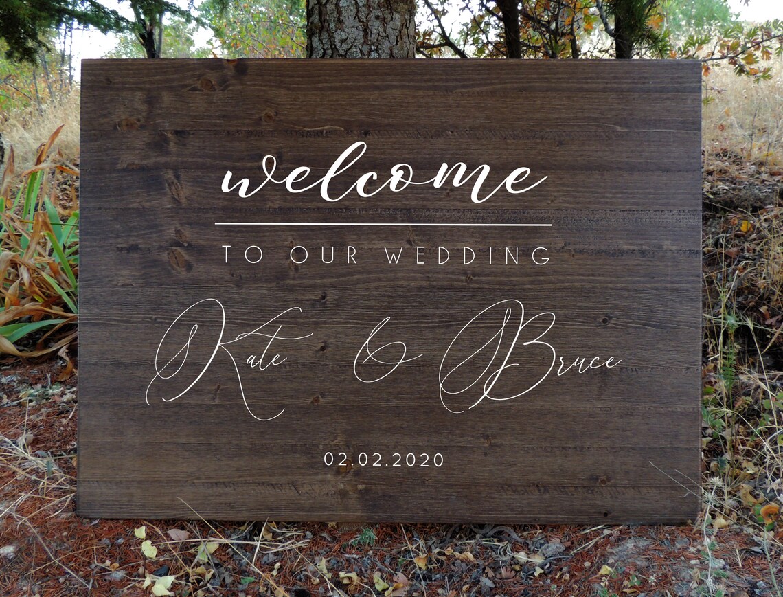 Welcome to Our Wedding Custom Calligraphy Wooden Sign Poster