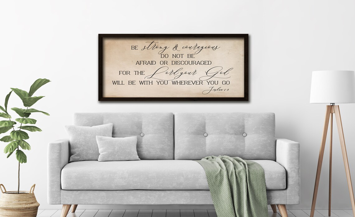 Be Strong And Courageous Joshua 1:9 Bible Verse Farmhouse Sign Poster - Image 3