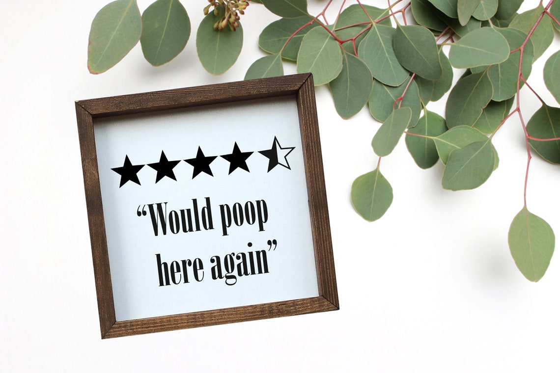 Would Poop Here Again 4 Star Funny Bathroom Review Sign Poster - Image 3