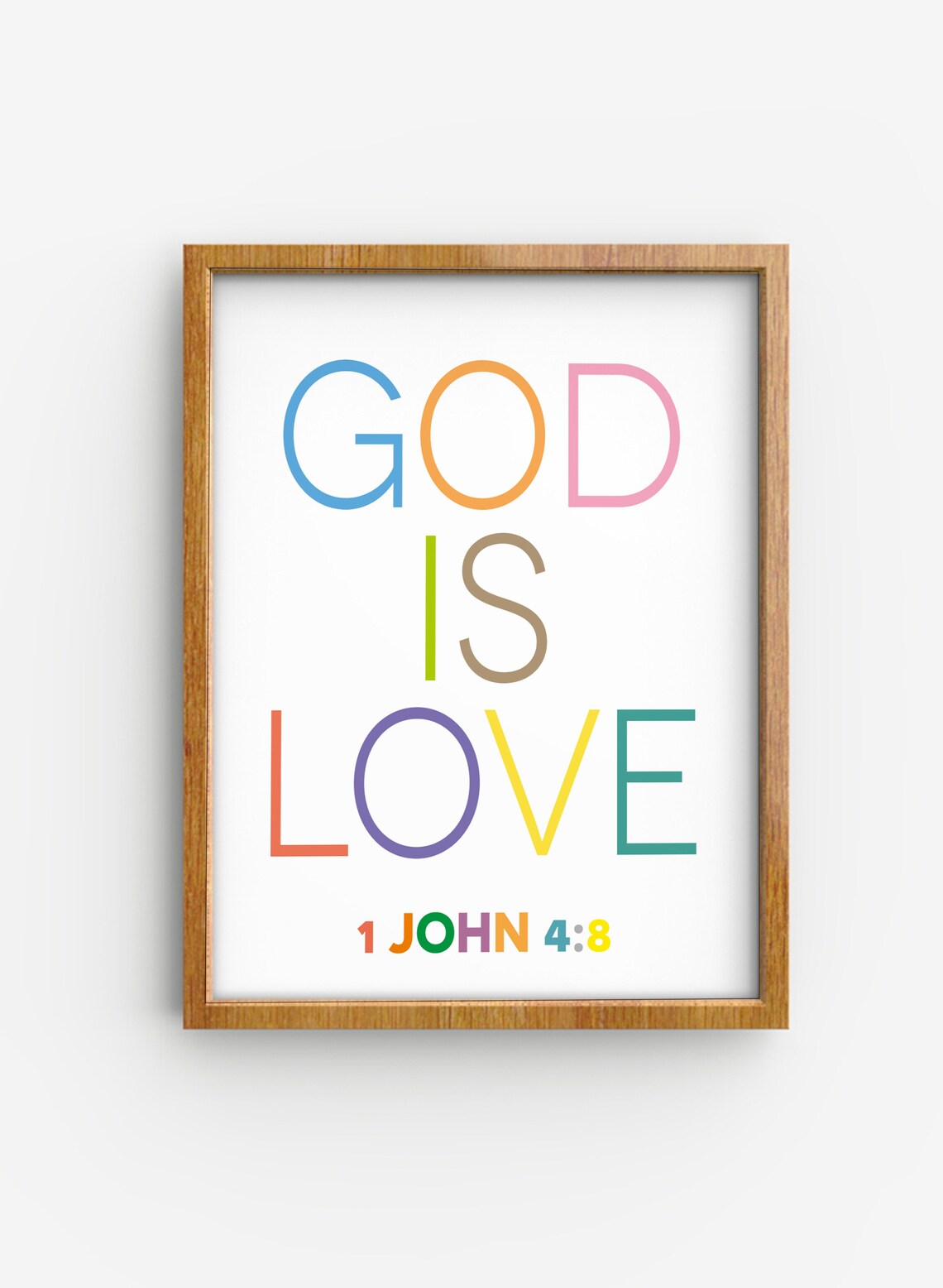 God Is Love 1 John 4 8 Colorful Modern Typography Bible Verse Poster - Image 2