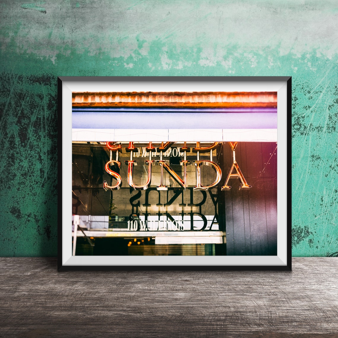 Sunda Restaurant Gold Window Letters Chicago River North Poster