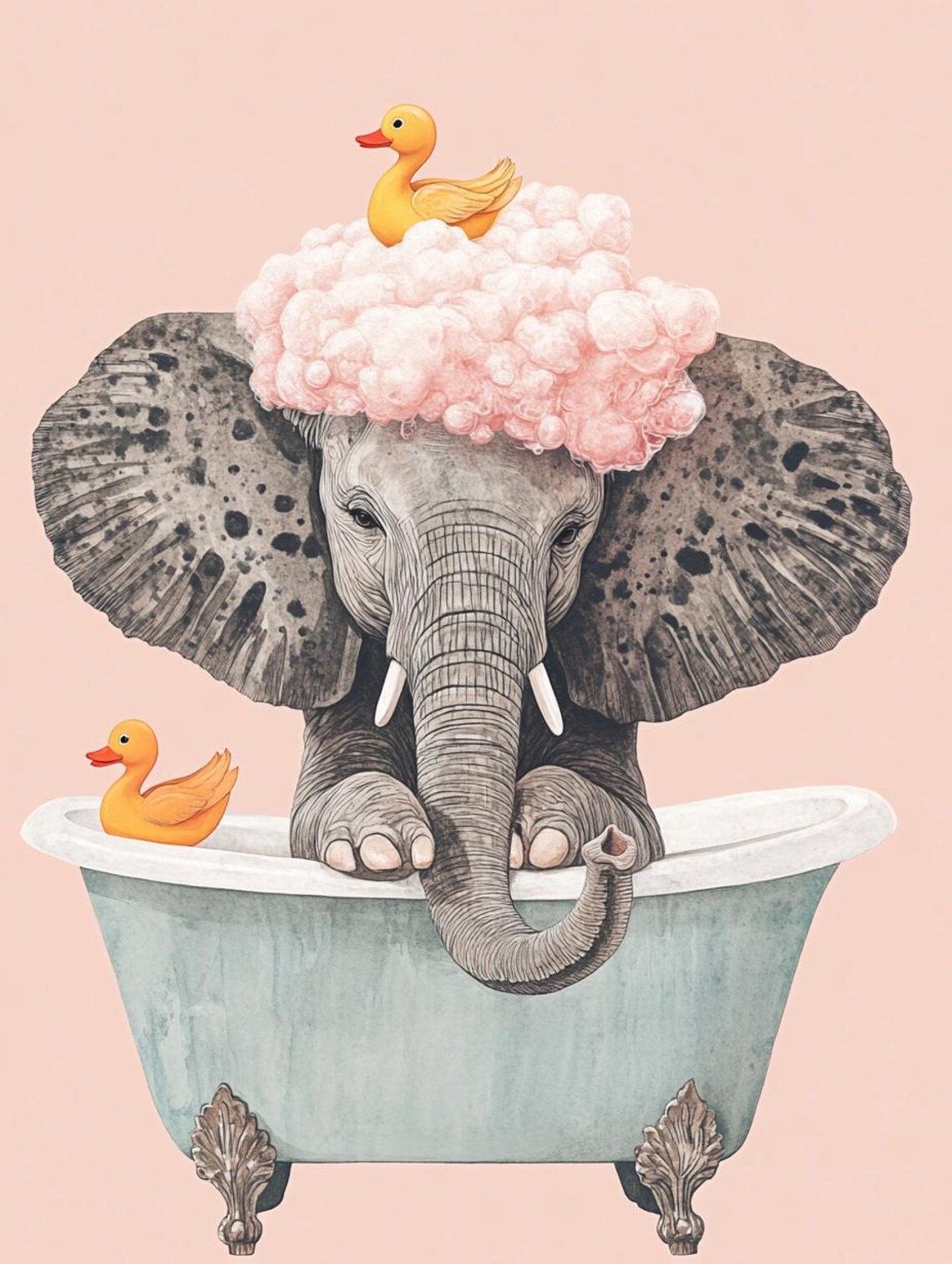 Elephant Bathroom Poster, Cute Funny Nursery Decor - Image 2