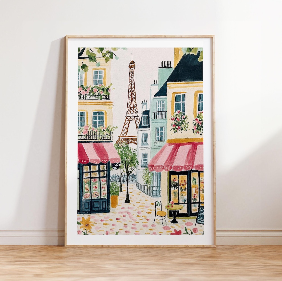 Paris Street Scene Print, Eiffel Tower Cityscape