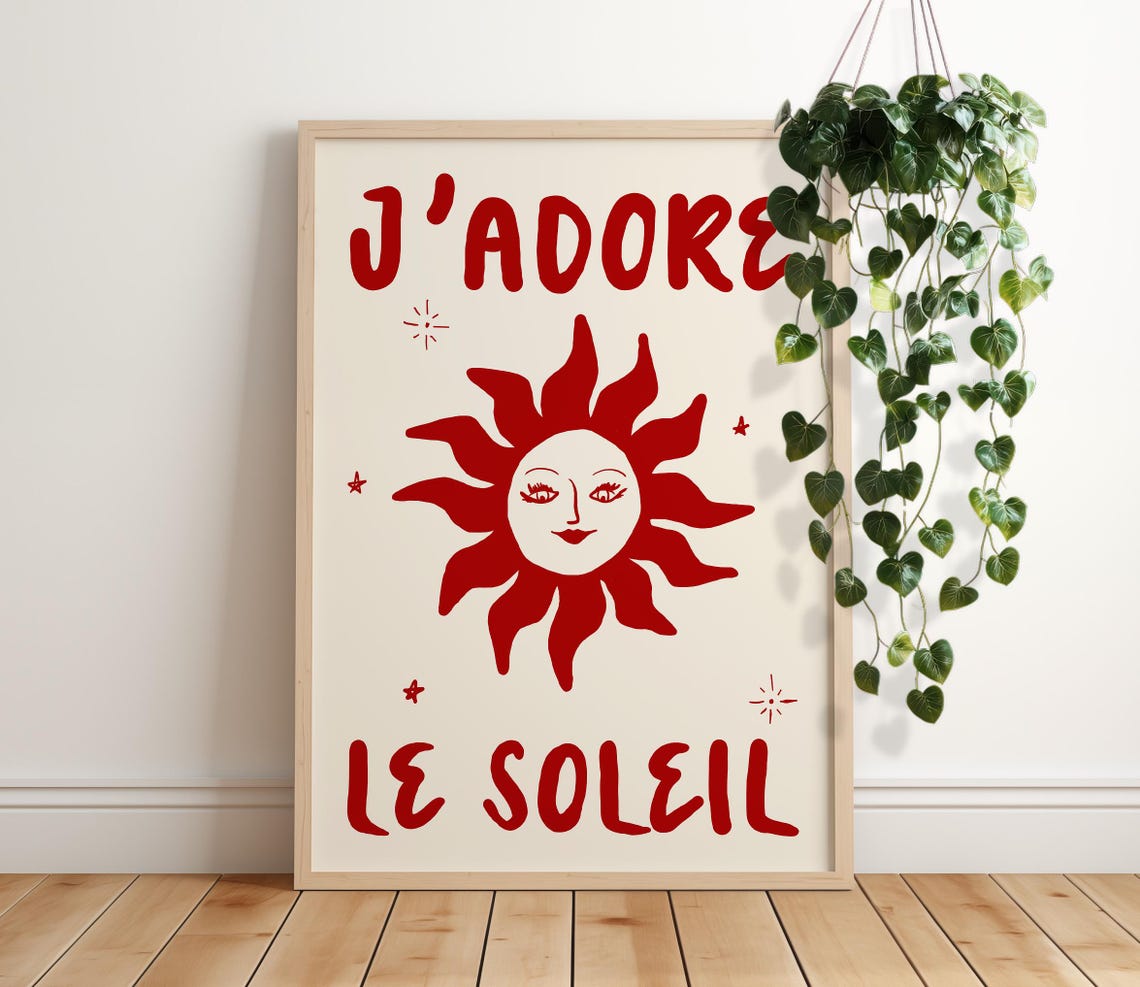 J Adore Le Soleil Red Sun Boho French Summer Kitchen Wall Art