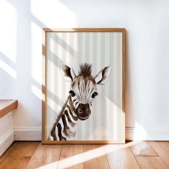 Nursery Giraffe Print Decor Baby Room Wall Art Boho Playroom Gender Neutral Cute Animal