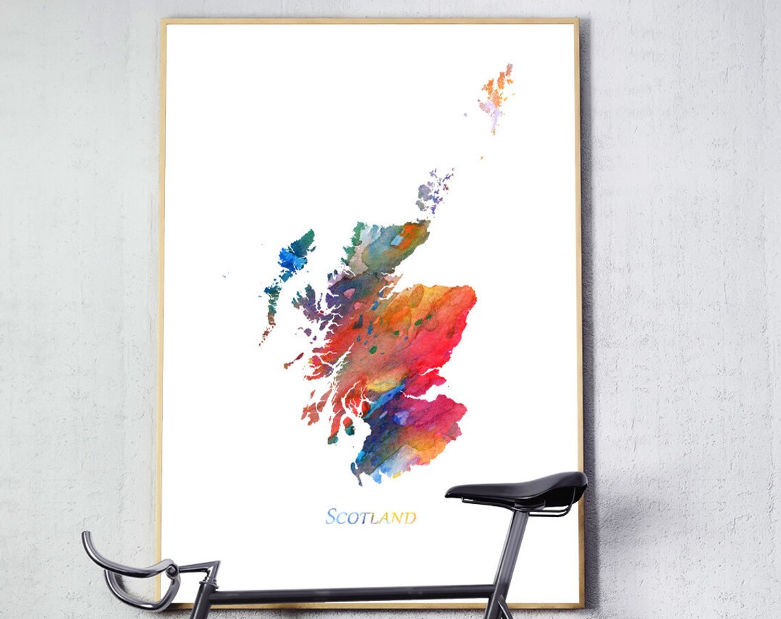 Scotland Map Watercolor Poster, Travel Art Print