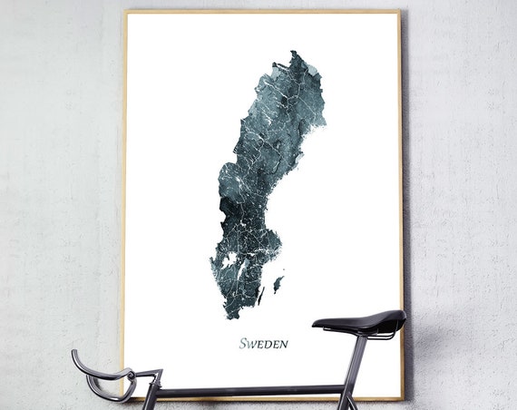 Sweden Map Watercolor Travel Poster