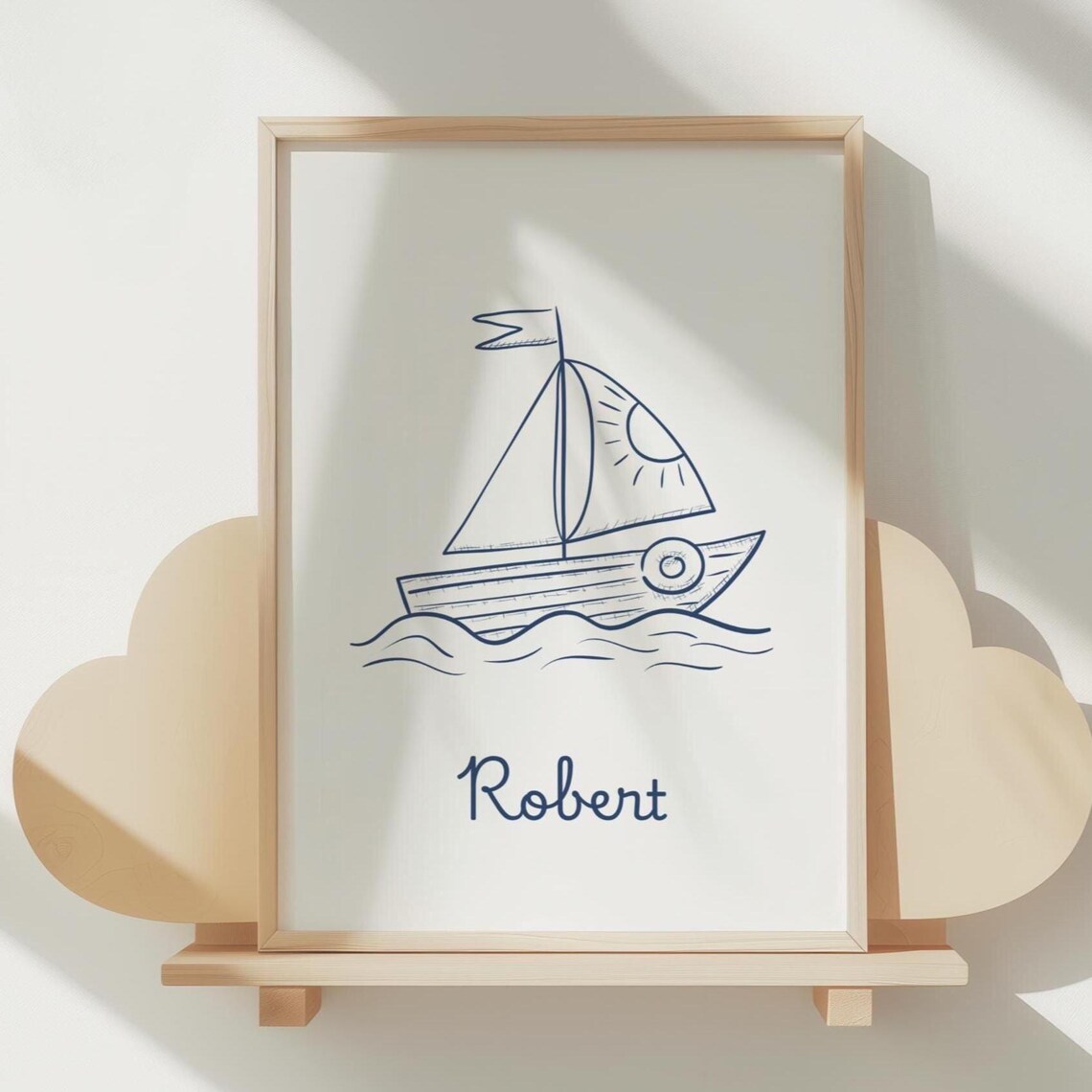 Robert Sailboat Nursery Name Art Print Nautical Line Drawing Boy Decor
