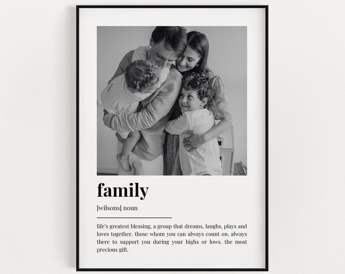 Personalised Family Definition With Photo Wall Art Print