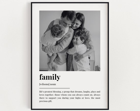Personalised Family Definition With Photo Wall Art Print