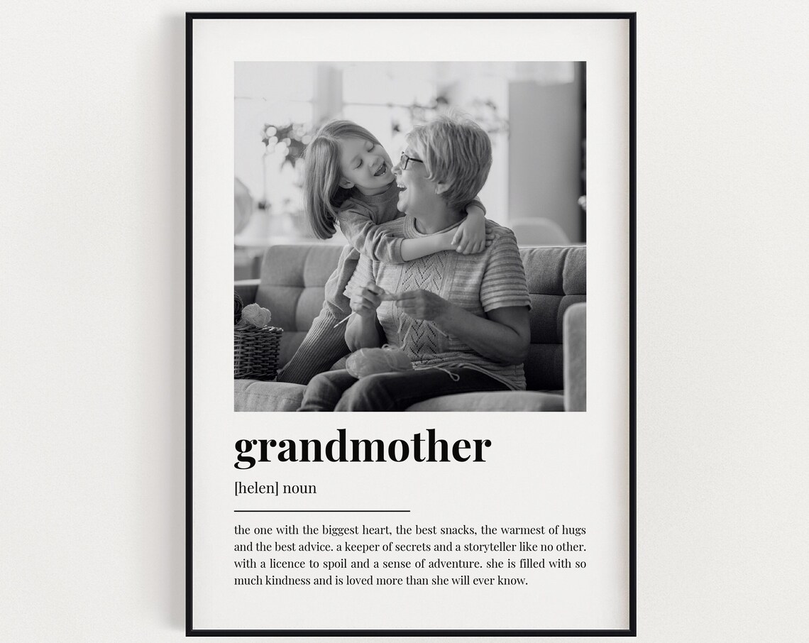 Grandmother Definition Quote Art Print, Custom Photo