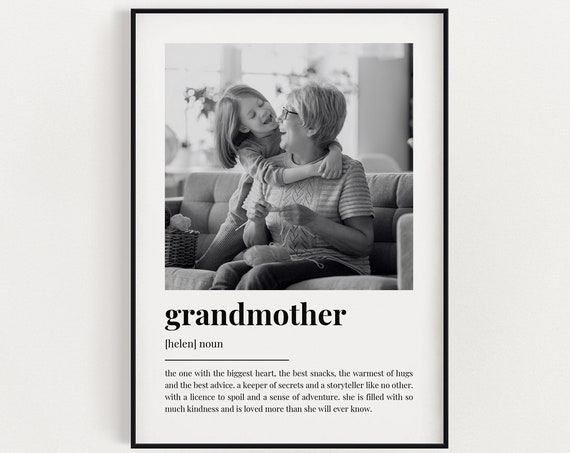 Grandmother Definition Quote Art Print, Custom Photo