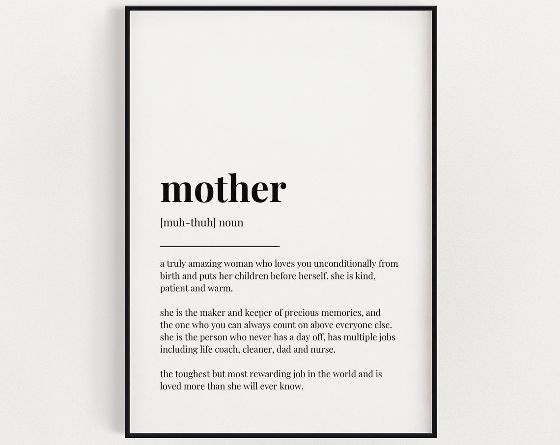 Mother Definition Quote Art Print, Gift For Mom