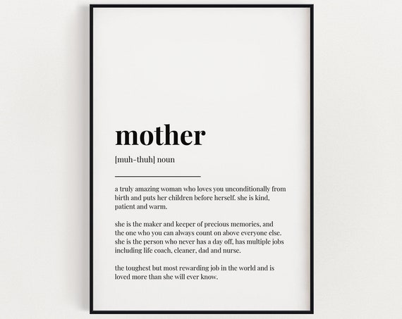 Mother Definition Quote Art Print, Gift For Mom
