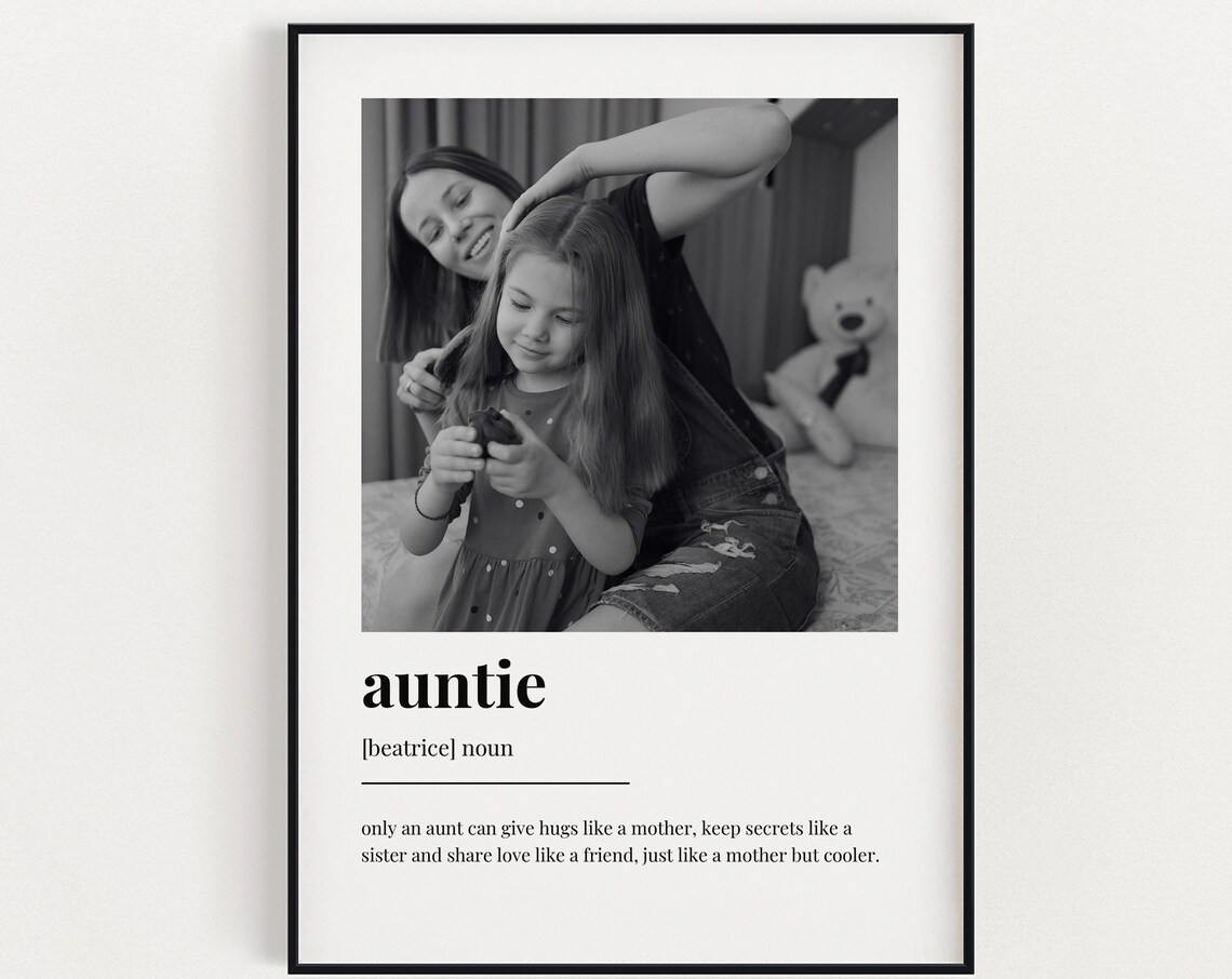 Personalised Auntie Definition Art Print, Birthday Gift