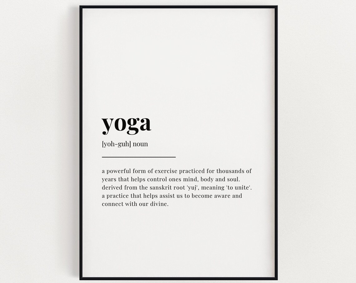 Yoga Definition Dictionary Quote Minimalist Spiritual Poster