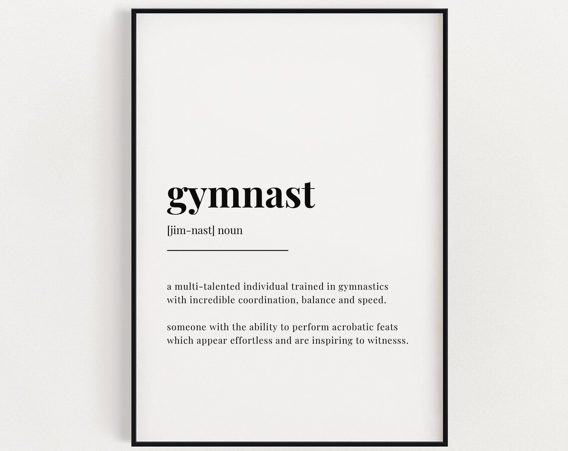 Gymnast Definition Meaning Art Print, Gift for Gymnasts