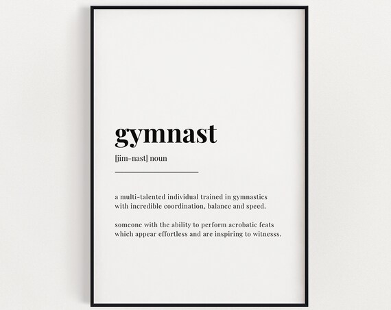Gymnast Definition Meaning Art Print, Gift for Gymnasts