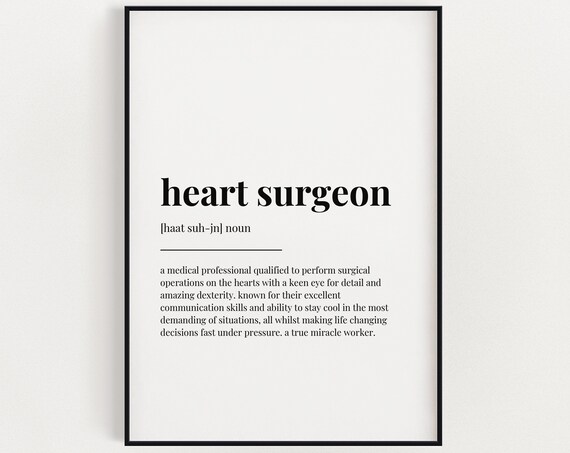 Heart Surgeon Definition Dictionary Style Medical Gift Poster