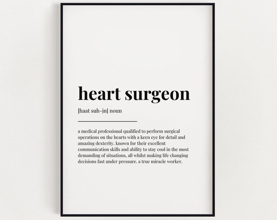 Heart Surgeon Definition Meaning Wall Art Gift For Print