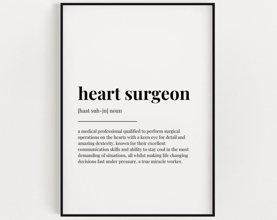 Heart Surgeon Definition Dictionary Style Medical Gift Poster