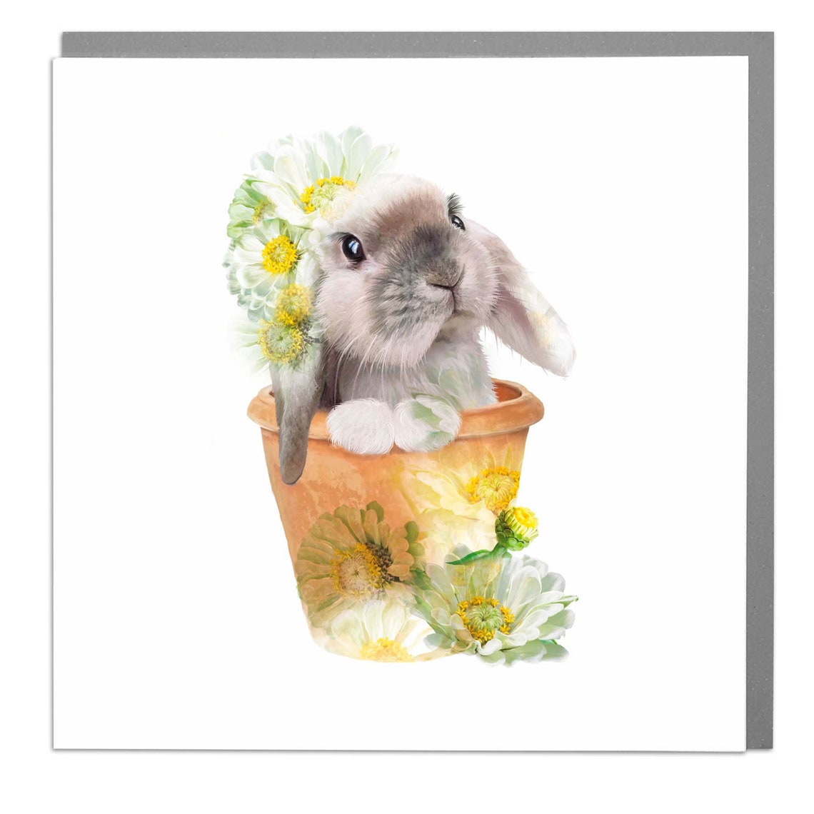 Bunny In Pot Blank Greeting Card