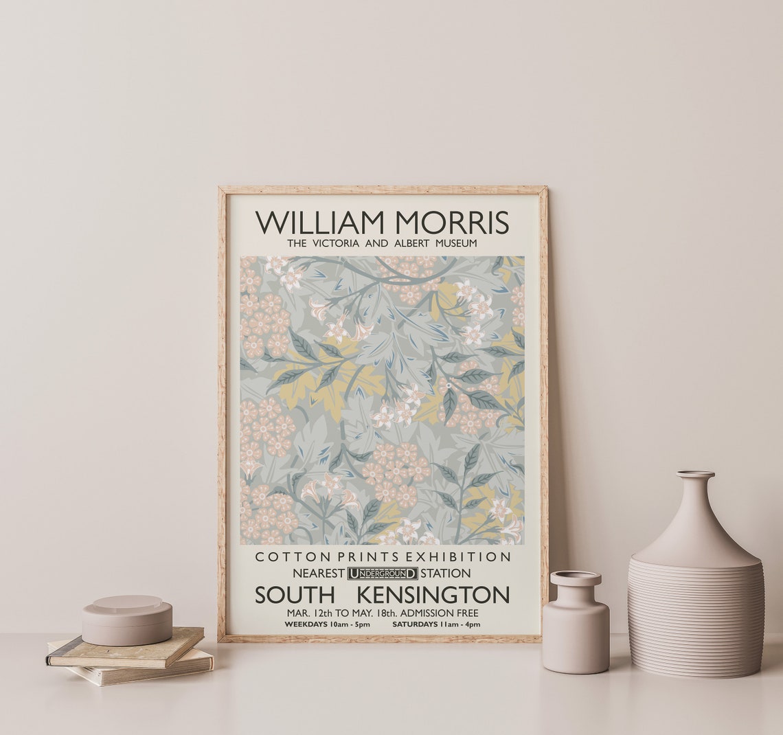William Morris Cotton Prints Exhibition South Kensington Floral Poster - Image 2