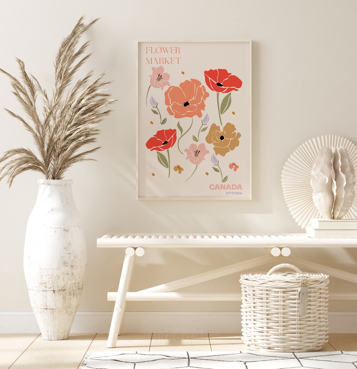 Canada Flower Market Ottowa Colorful Poppy Blossom Art Poster - Image 3