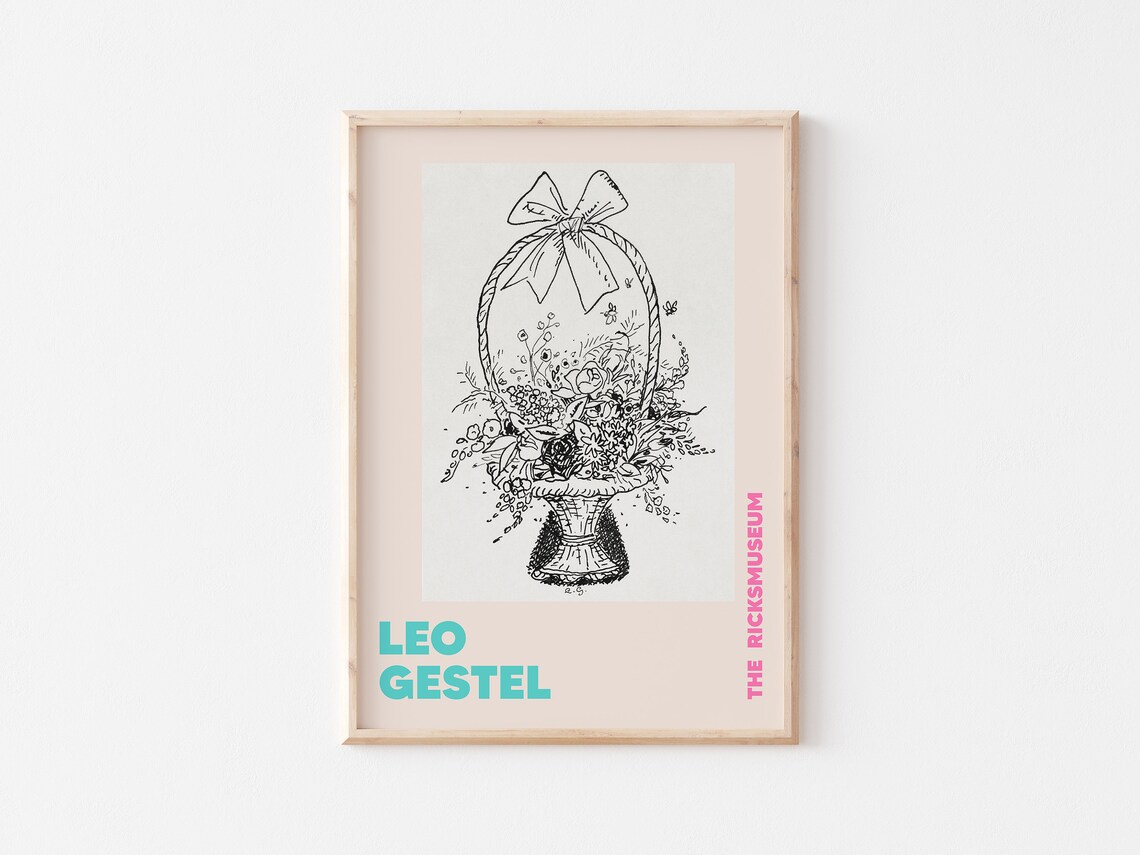 Leo Gestel Line Art, Basket With Flowers Poster
