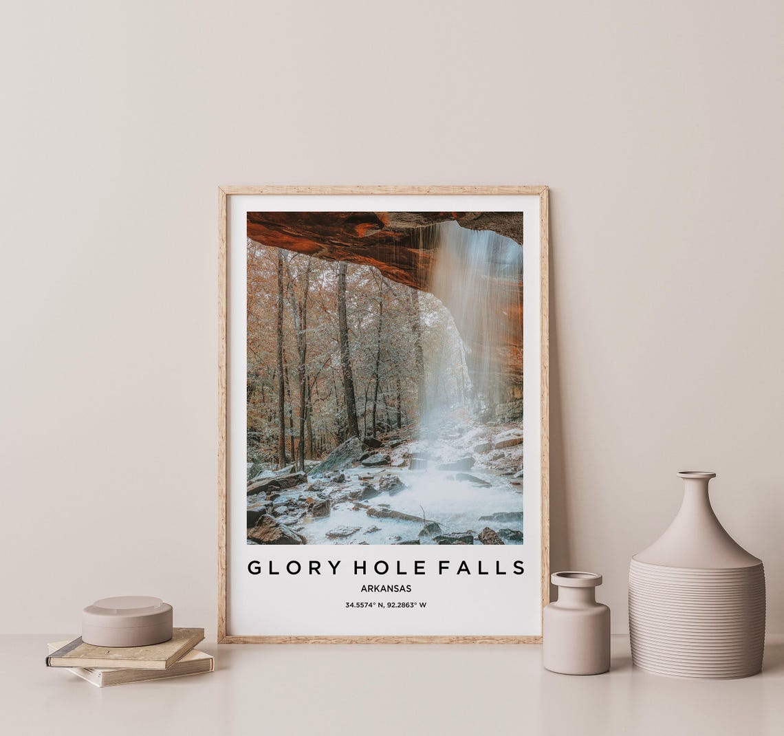 Glory Hole Falls Arkansas Waterfall Autumn Forest Photo Poster - Image 2