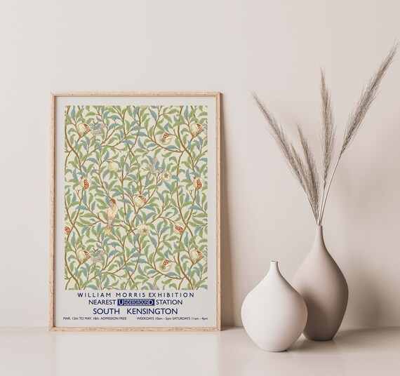 William Morris Exhibition South Kensington Bird Floral Poster