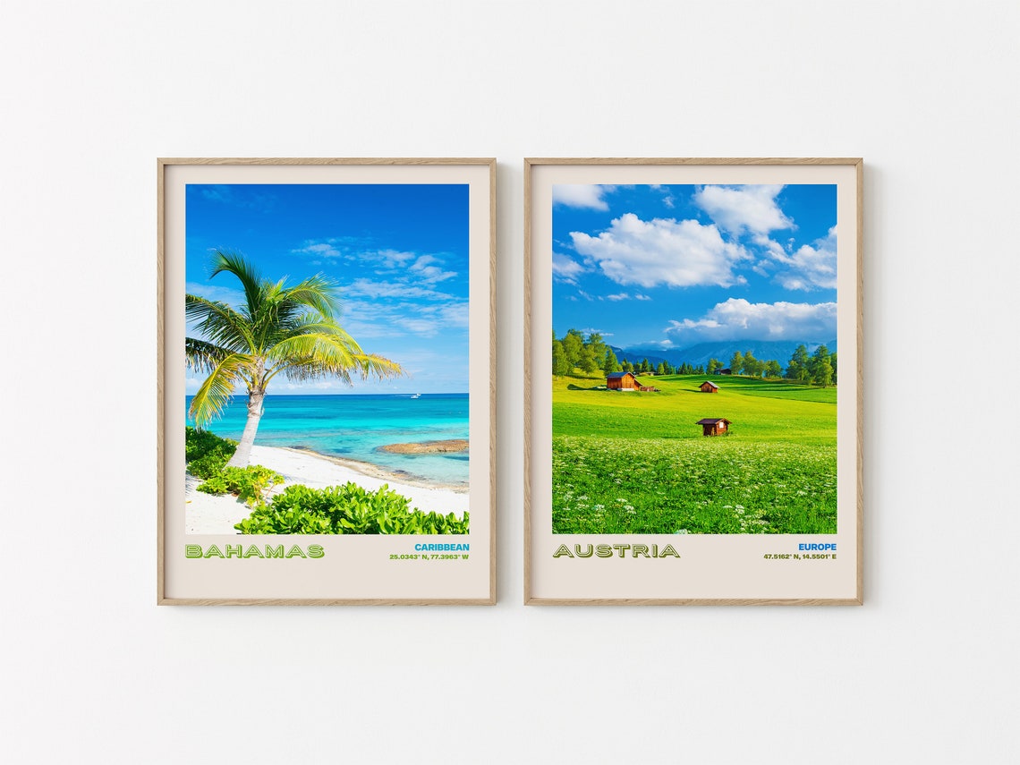 Bahamas Caribbean Palm Tree on White Sand Tropical Beach Poster - Image 2