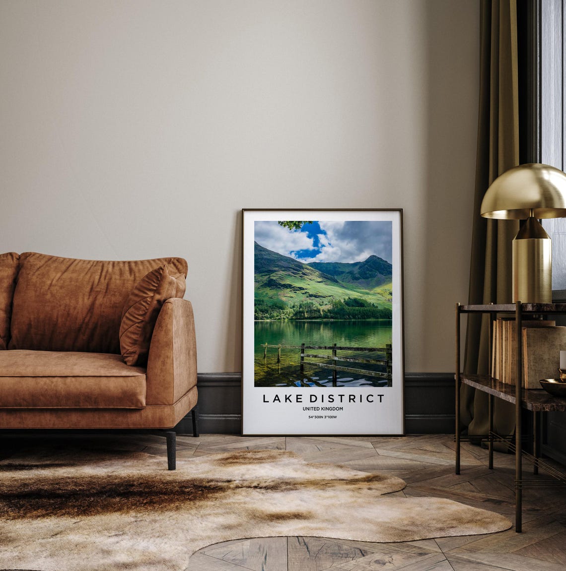 Lake District UK Wooden Fence Lakeshore Mountain View Poster - Image 3