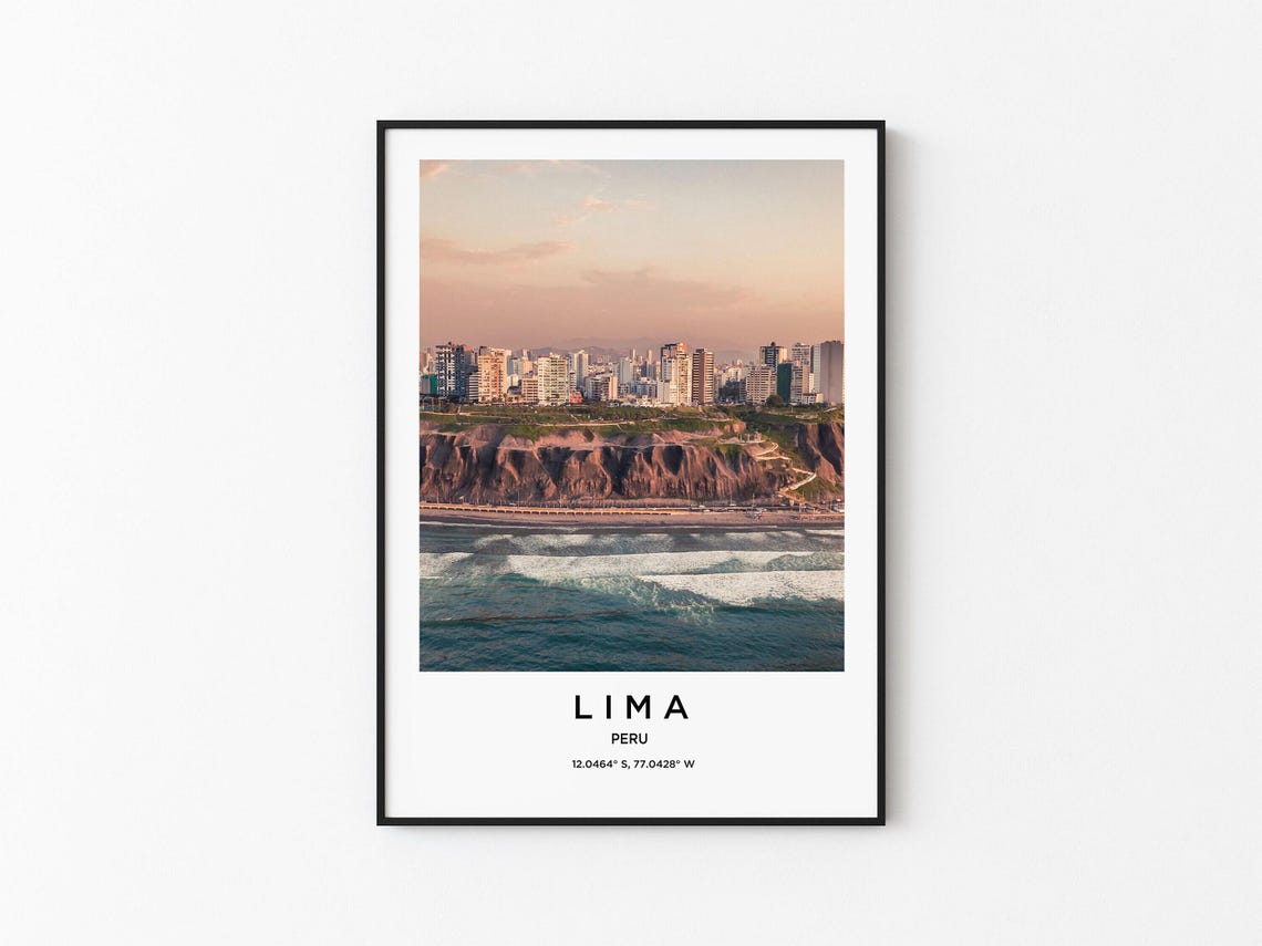 Lima Peru Pacific Ocean Cliffs City Skyline Golden Hour Poster