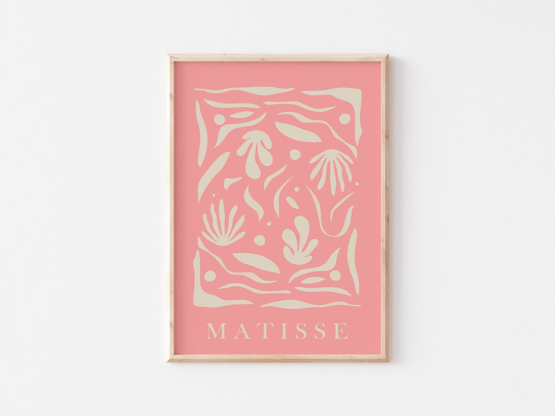 Henri Matisse Coral Organic Doodle Cut Out Playful Art Poster - Image 3