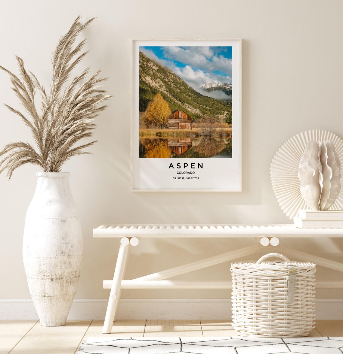 Aspen Colorado Rustic Cabin Autumn Lake Mountain Reflection Print - Image 3